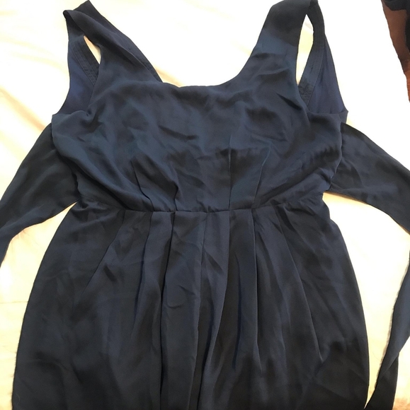 Navy Blue Pleated Romper - Picture 5 of 5